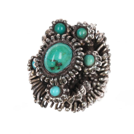 sz6.5 c1974 Amazing Sterling silver/turquoise space age brutalist freeform ring - Estate Fresh Austin