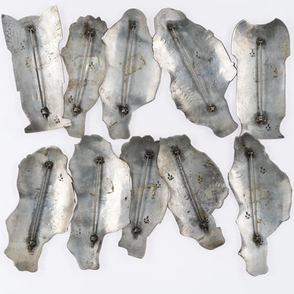 Bernard Dawahoya (1936-2010) Hopi Overlay Kachina pin collection sterling silver - Estate Fresh Austin