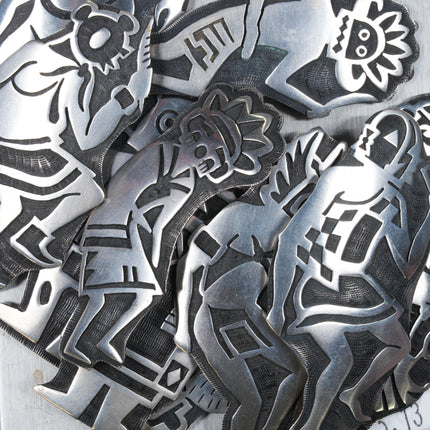 Bernard Dawahoya (1936-2010) Hopi Overlay Kachina pin collection sterling silver - Estate Fresh Austin