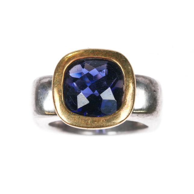 Sz6.5 Haggai 18k gold Bezel Sterling silver iolite ring - Estate Fresh Austin
