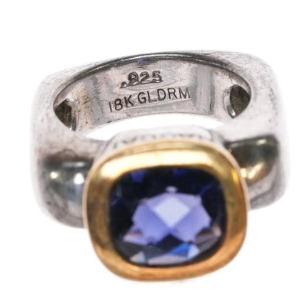 Sz6.5 Haggai 18k gold Bezel Sterling silver iolite ring - Estate Fresh Austin