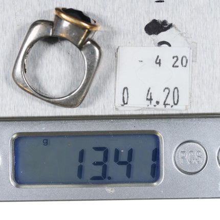 Sz6.5 Haggai 18k gold Bezel Sterling silver iolite ring - Estate Fresh Austin