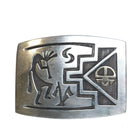 Gene Pooyouma Hopi 14k gold sunface Sterling silver belt buckle in overlay style - Estate Fresh Austin
