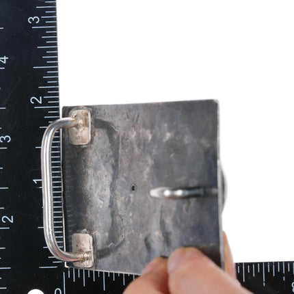 Heavy Hammered Sterling silver Nephrite Jade belt buckle - Estate Fresh Austin