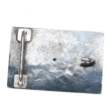 Heavy Hammered Sterling silver Nephrite Jade belt buckle - Estate Fresh Austin