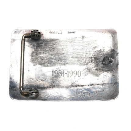 Vintage sterling silver Navajo chip inlay belt buckle - Estate Fresh Austin