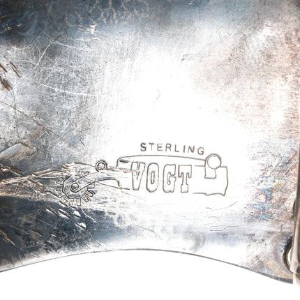 70's-80's Vintage Vogt hand engraved sterling silver belt buckle with rope edge - Estate Fresh Austin