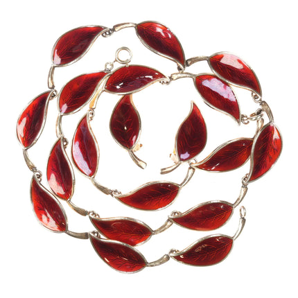 Meka Denmark Red Enamel gilt sterling silver 6.5" bracelet 15" Choker necklace - Estate Fresh Austin