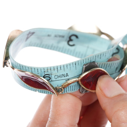 Meka Denmark Red Enamel gilt sterling silver 6.5" bracelet 15" Choker necklace - Estate Fresh Austin