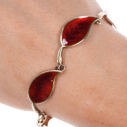 Meka Denmark Red Enamel gilt sterling silver 6.5" bracelet 15" Choker necklace - Estate Fresh Austin