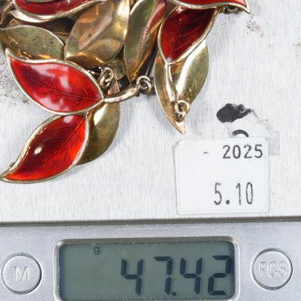 Meka Denmark Red Enamel gilt sterling silver 6.5" bracelet 15" Choker necklace - Estate Fresh Austin