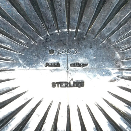 Large Patrick Ohlinger High grade turquoise hand stamped sterling belt buckle - Estate Fresh Austin