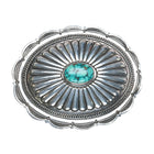 Large Patrick Ohlinger High grade turquoise hand stamped sterling belt buckle - Estate Fresh Austin