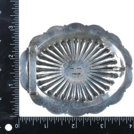 Large Patrick Ohlinger High grade turquoise hand stamped sterling belt buckle - Estate Fresh Austin