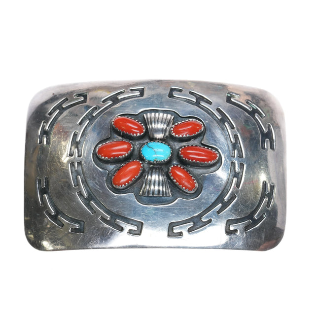 1970's Mary Smith Navajo Atkinson Trading sterling silver turquoise belt buckle - Estate Fresh Austin
