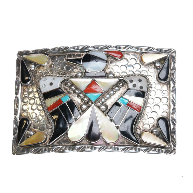 1970's Bobby & Corraine Shack Zuni sterling silver inlay thunderbird belt buckle - Estate Fresh Austin