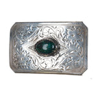 c1960's Vintage sterling silver hand engraved belt buckle with chrysocolla - Estate Fresh Austin