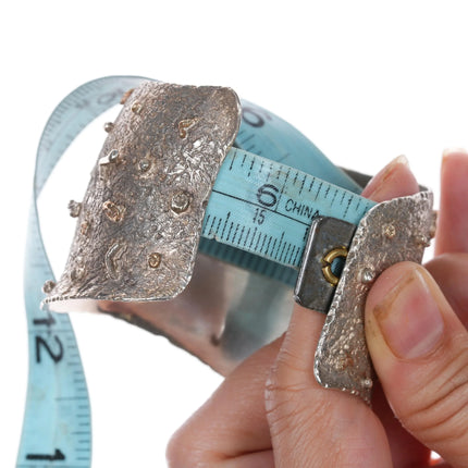 6.25" Edison Billy Navajo 14k gold/Sterling silver Gemstone set cuff bracelet - Estate Fresh Austin