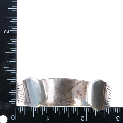 6.5" Julius Burbank Navajo sterling silver multi-stone inlay cuff bracelet - Estate Fresh Austin