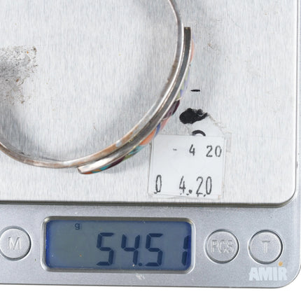 6.5" Julius Burbank Navajo sterling silver multi-stone inlay cuff bracelet - Estate Fresh Austin