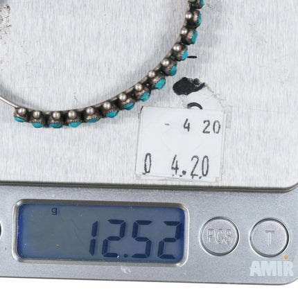 6.1" Vintage Zuni sterling silver double row snake eye turquoise cuff bracelet - Estate Fresh Austin