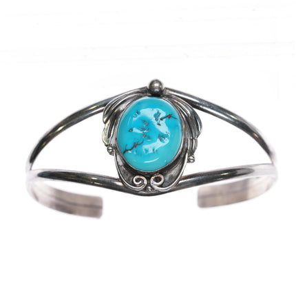 6.5" 1970's BB Navajo sterling silver and turquoise cuff bracelet - Estate Fresh Austin