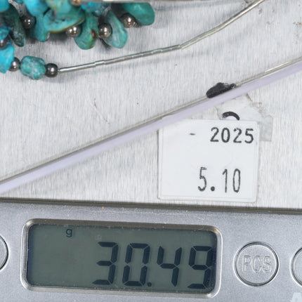 2 strand Southwestern sterling liquid silver turquoise nugget beads necklace - Estate Fresh Austin
