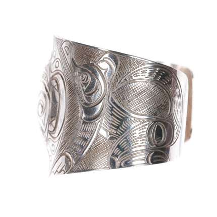 6.8" Alfred Seaweed Kwagiulth Northwest coast sterling silver cuff bracelet - Estate Fresh Austin