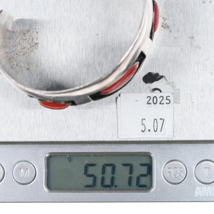 6.5" Southwestern Modernist sterling silver Mediterranean coral cuff bracelet - Estate Fresh Austin