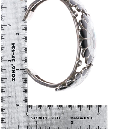 6.75" 50's-60's Zuni channel inlay sunface cuff bracelet sterling silver - Estate Fresh Austin