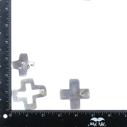 1990's Santa Fe Artisan Multi Gemstone sterling silver cross earrings collection - Estate Fresh Austin