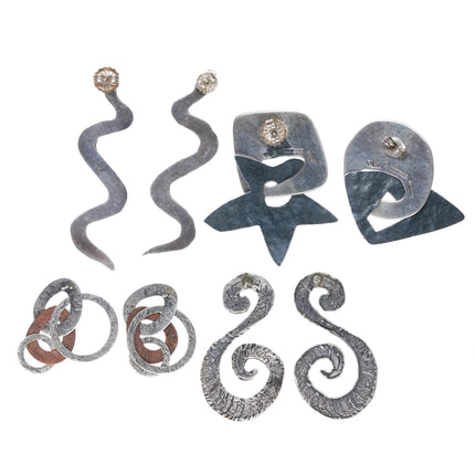 1990's Santa Fe Artisan Multi sterling silver earrings collection - Estate Fresh Austin