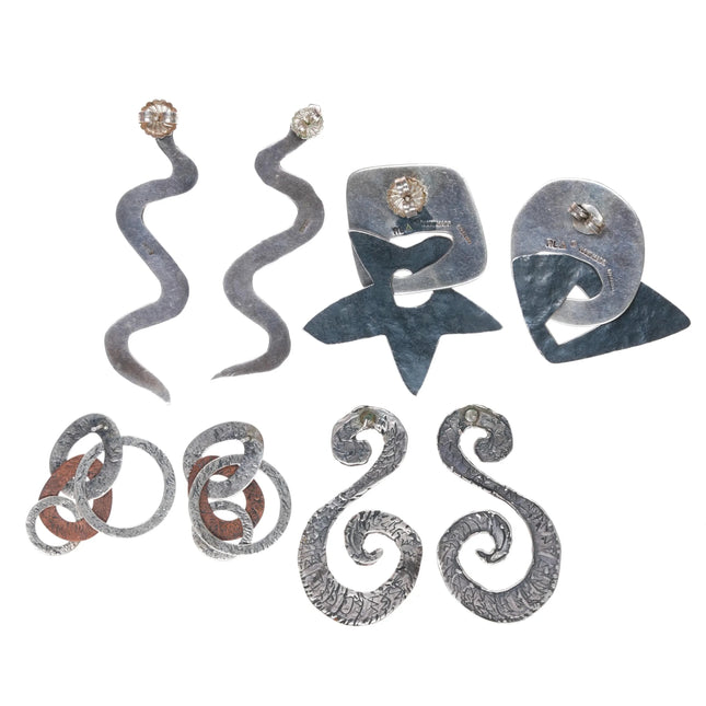 1990's Santa Fe Artisan Multi sterling silver earrings collection - Estate Fresh Austin