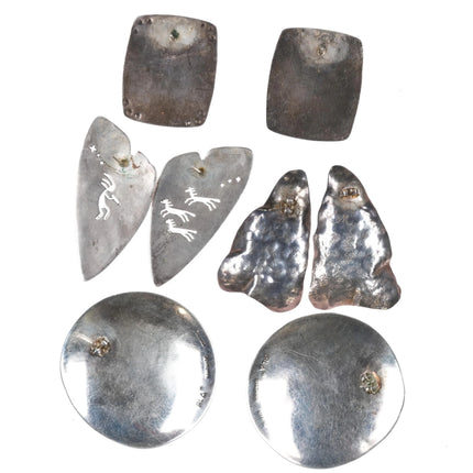 1990's Santa Fe Artisan Multi Abstract sterling silver earrings collection - Estate Fresh Austin