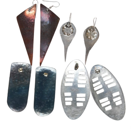 1990's Santa Fe Artisan Modernist sterling silver earrings collection - Estate Fresh Austin
