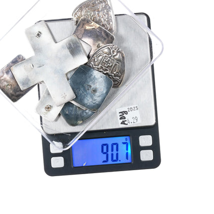 1990's Santa Fe Artisan cross/gemset sterling silver earrings collection - Estate Fresh Austin