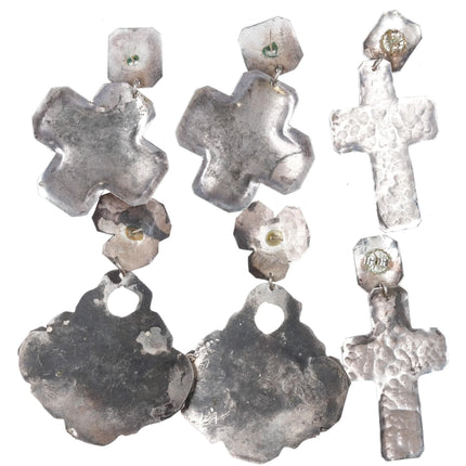 1990's Cynthia Orr Inson gemset crosses sterling silver earrings collection - Estate Fresh Austin