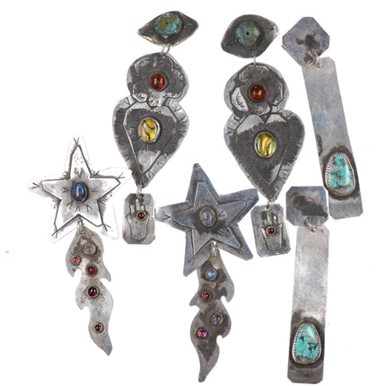 Santa Fe Cynthia Orr Inson abstract gemset sterling silver earrings collection - Estate Fresh Austin