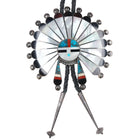 Huge c1960 c-31 Zuni sunface sterling silver Morenci Turquoise, coral bolo tie - Estate Fresh Austin