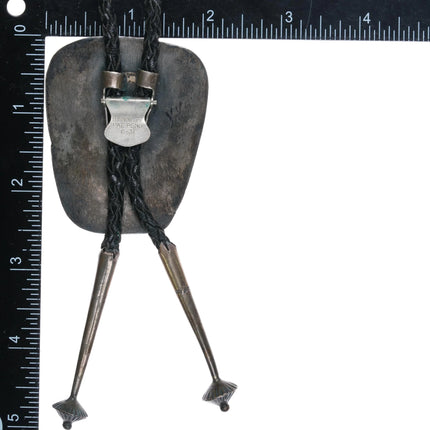 Heavy c1960 c-31 Zuni sterling silver turquoise nugget bolo tie - Estate Fresh Austin