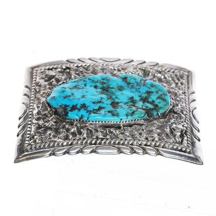 Vintage Robert and Bernice Leekya belt buckle with large turquoise stone - Estate Fresh Austin