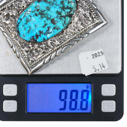 Vintage Robert and Bernice Leekya belt buckle with large turquoise stone - Estate Fresh Austin