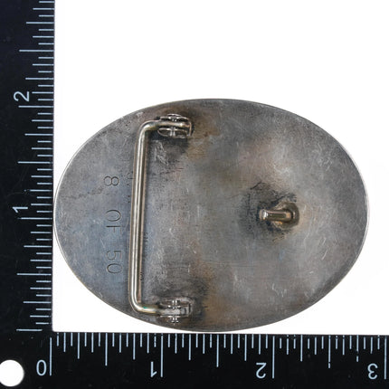 Jack Woolsey Agatized Coral, fossil, jasper sterling silver inlaid belt buckle - Estate Fresh Austin