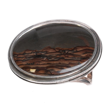 Small Vintage Sterling silver picture jasper Iden belt buckle - Estate Fresh Austin