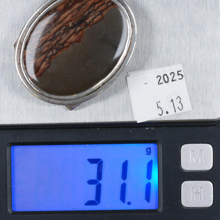 Small Vintage Sterling silver picture jasper Iden belt buckle - Estate Fresh Austin