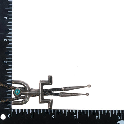 c1950 Navajo cast sterling silver bolo tie with turquoise - Estate Fresh Austin