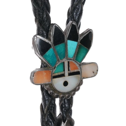 c1950 Zuni Sterling silver "Indian Chief" sunface bolo tie - Estate Fresh Austin