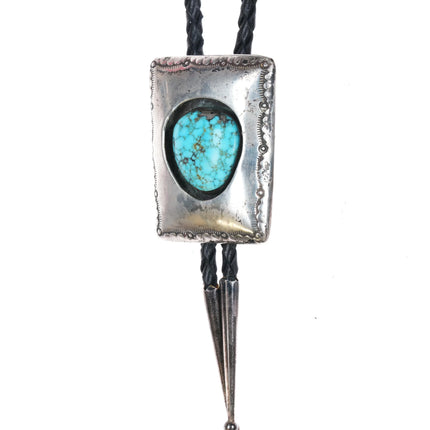 Ben Touchine Navajo Sterling silver spiderweb turquoise shadowbox bolo tie - Estate Fresh Austin