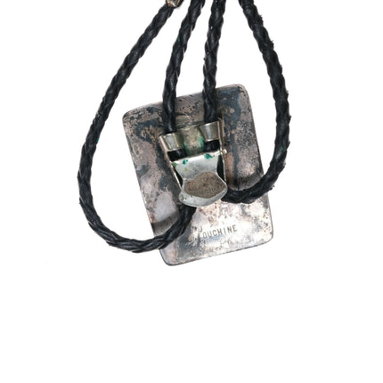 Ben Touchine Navajo Sterling silver spiderweb turquoise shadowbox bolo tie - Estate Fresh Austin