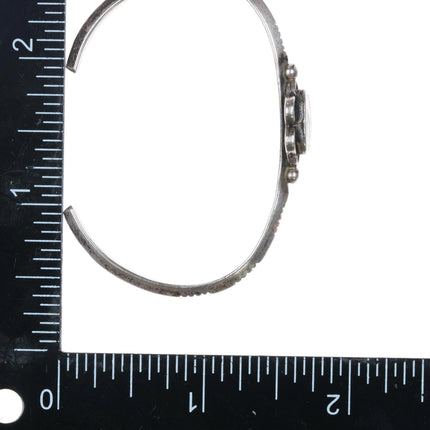 5.6" 1970's Navajo sterling silver chip inlay slim cuff bracelet - Estate Fresh Austin